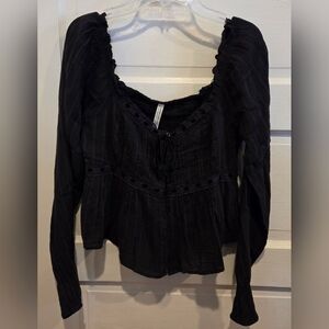 American Eagle Outfitters Black Textured Blouse